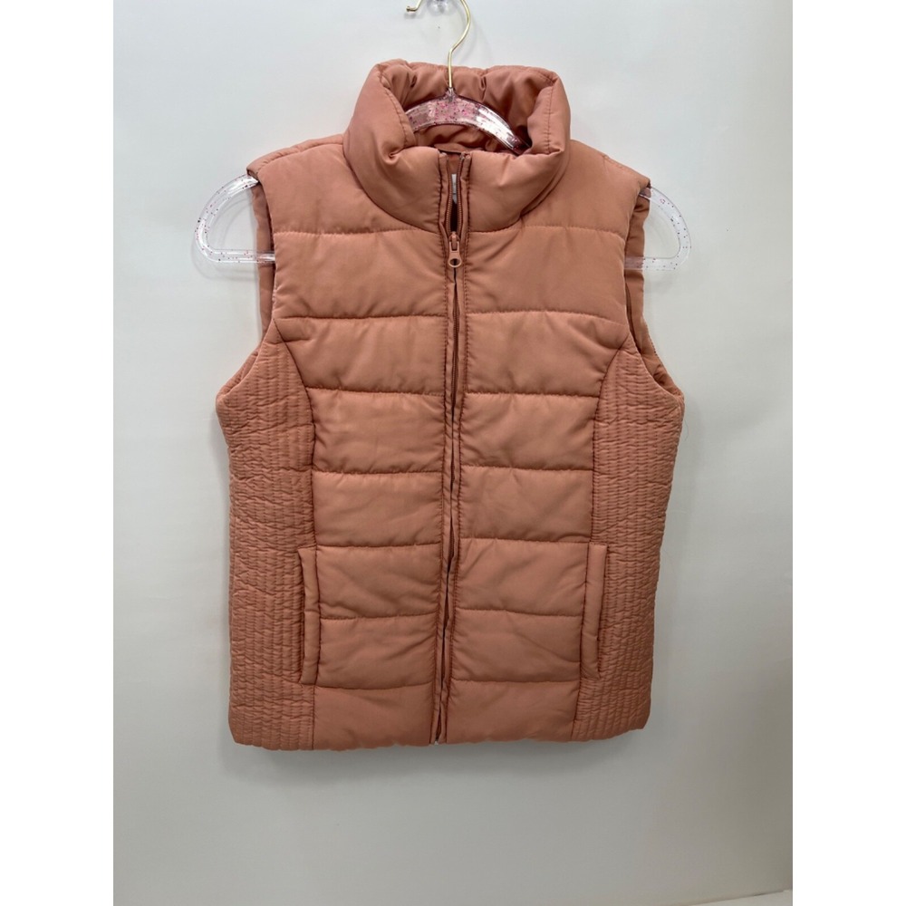 NY&C New York & Company Zip Front Sleeveless Puffer Vest Pink Womens Size S